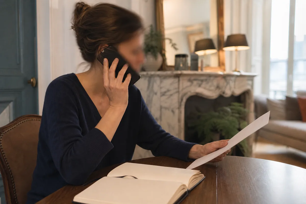 Automobiliste au téléphone en train de négocier son contrat d’assurance