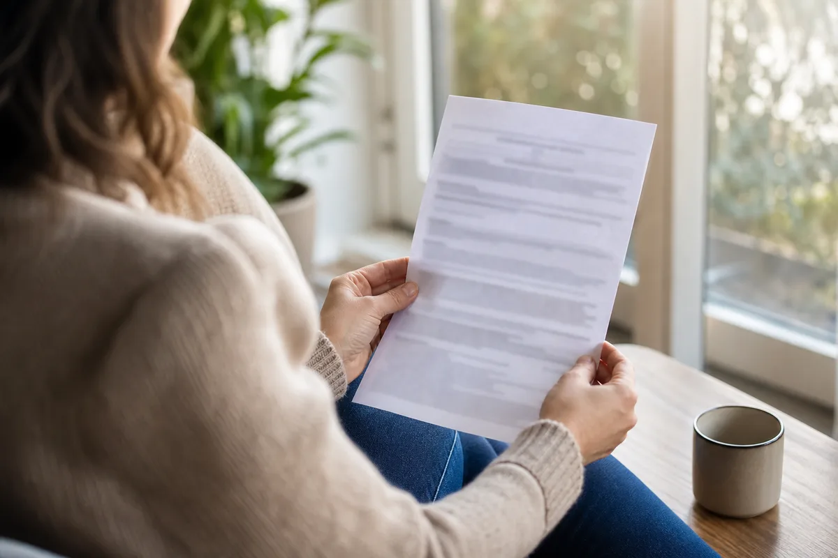 Conducteur relisant son nouveau contrat d’assurance auto